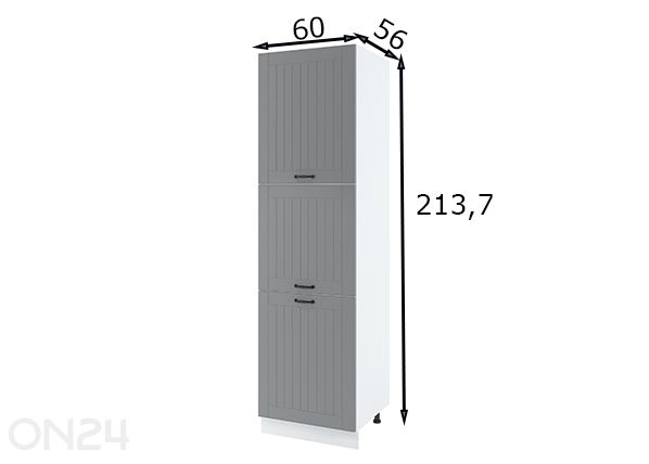 Korkea keittiön kaappi 60x213,7 cm mitat