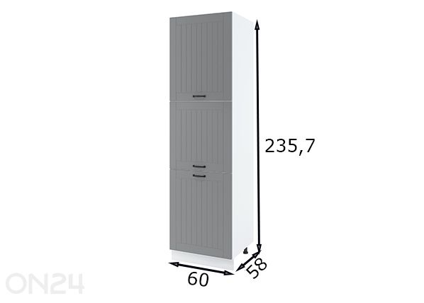 Korkea keittiön kaappi 60x235,7 cm mitat