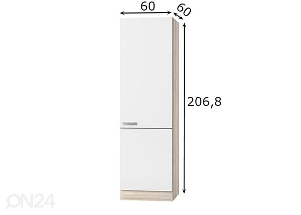 Korkea keittiön kaappi Genf 60 cm mitat