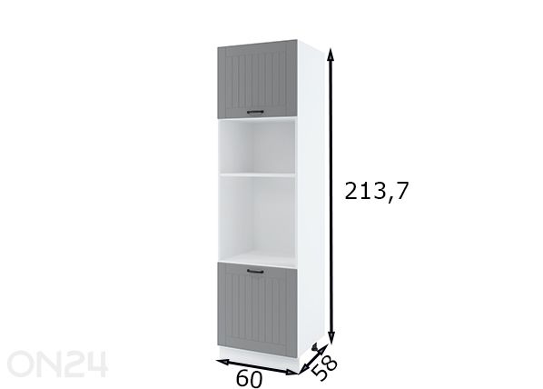Korkea keittiön kaappi integroitavalle uunilla 60x213,7 cm mitat