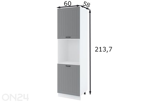 Korkea keittiön kaappi integroitavalle uunille 60x213,7 cm mitat
