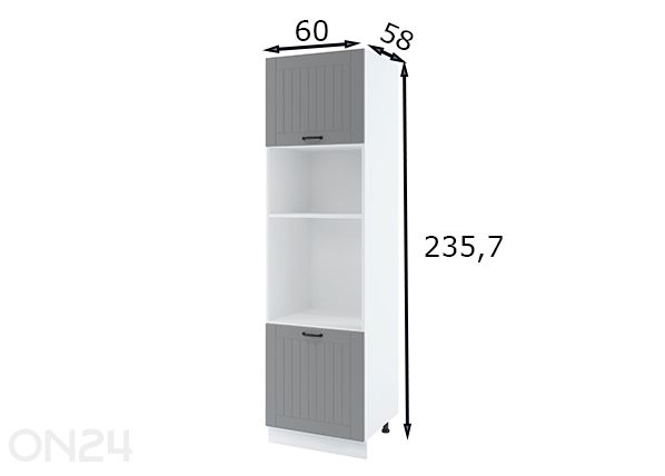 Korkea keittiön kaappi integroitavalle uunille 60x235,7 cm mitat
