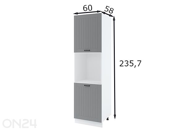 Korkea keittiön kaappi integroitavalle uunille 60x235,7 cm mitat