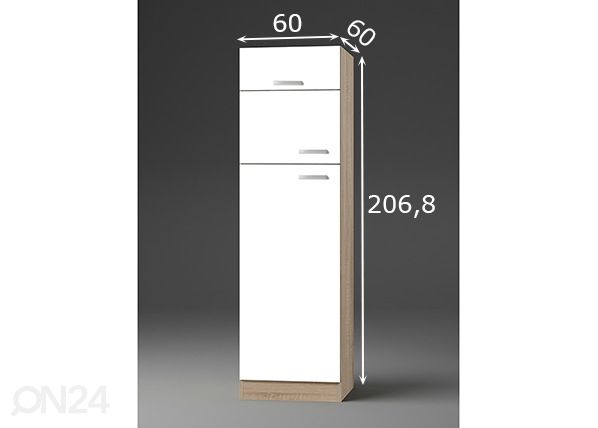 Korkea keittiön kaappi Zamora 60 cm mitat