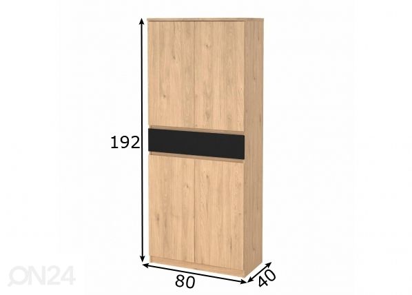 Korkea kenkäkaappi Naia 80 cm mitat