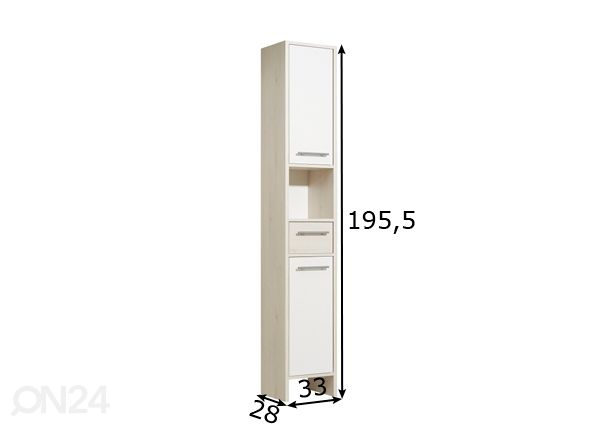 Korkea kylpyhuoneen kaappi 350 mitat