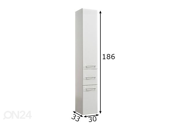 Korkea kylpyhuoneen kaappi 376 mitat