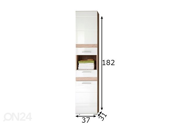 Korkea kylpyhuoneen kaappi Set-one mitat