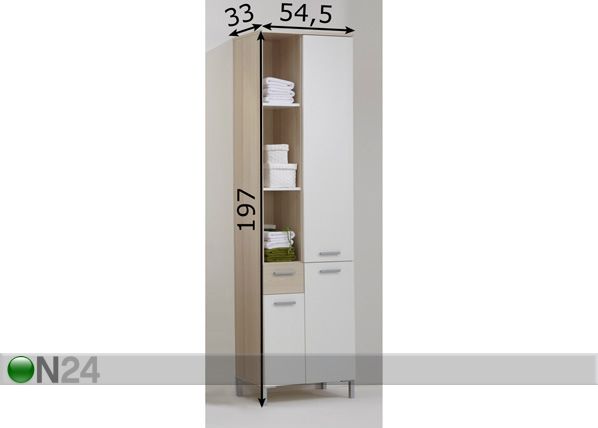 Korkea kylpyhuoneenkaappi LERIDA 4 mitat