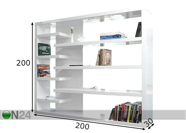 Korkeakiilto hylly / väliseinä 200x200 cm mitat