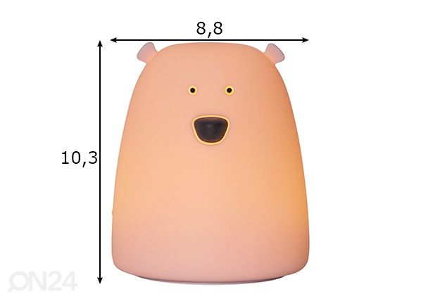 Kosketusherkkä pöytävalaisin Big Bear, vaaleanpunainen mitat
