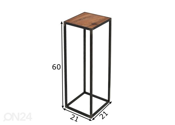 Kukkapöytä John Pillar musta/ tammi h60 cm mitat