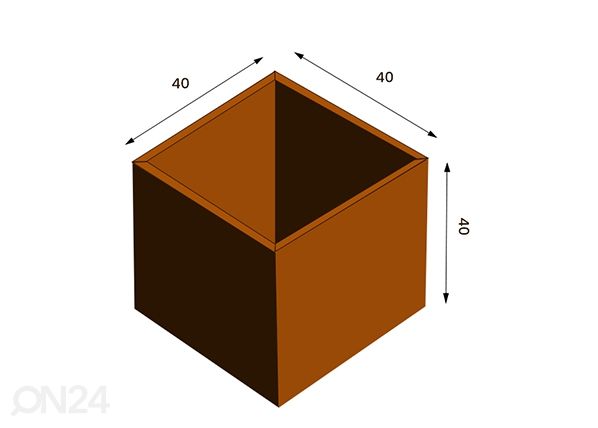 Kukkaruukku Cor-Ten terästä Clara M mitat