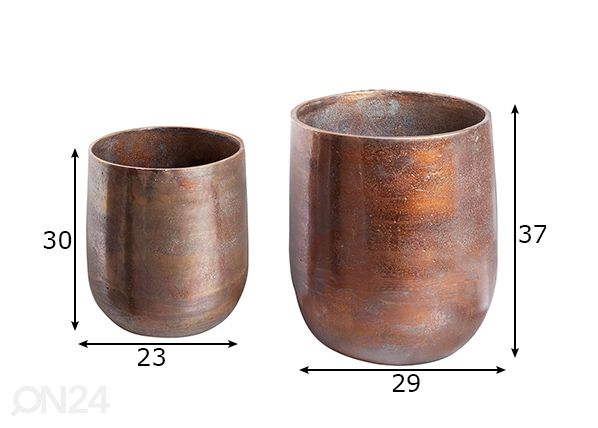 Kukkaruukut Copper L, 2 kpl mitat