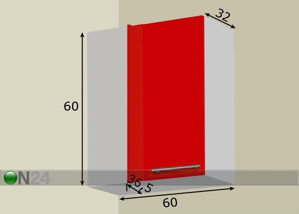 Kulmakaappi H60 cm mitat