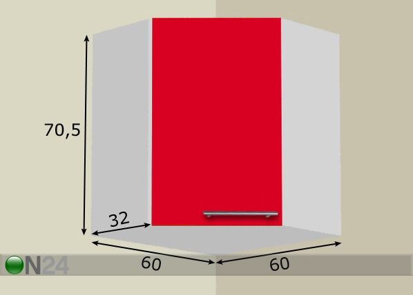 Kulmakaappi H70,5 cm mitat