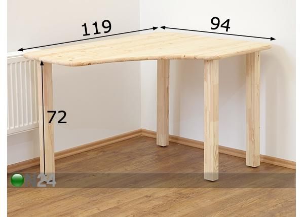 Kulmapöytä LARA 4 mitat