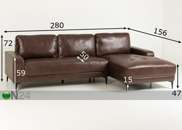 Kulmasohva mitat