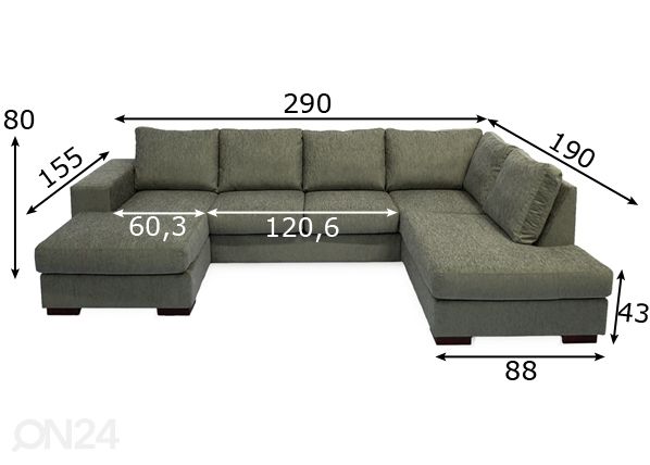 Kulmasohva Carelia Jumbo S mitat