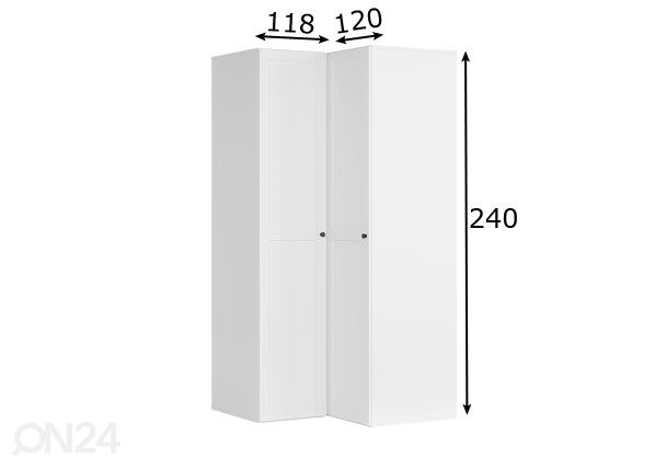 Kulmavaatekaappi 116 cm mitat