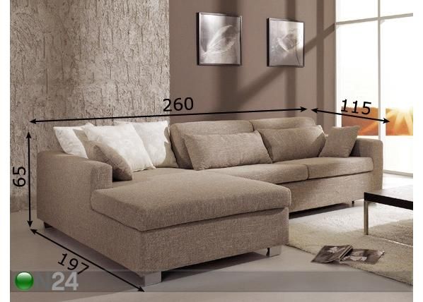 Kulmavuodesohva mitat