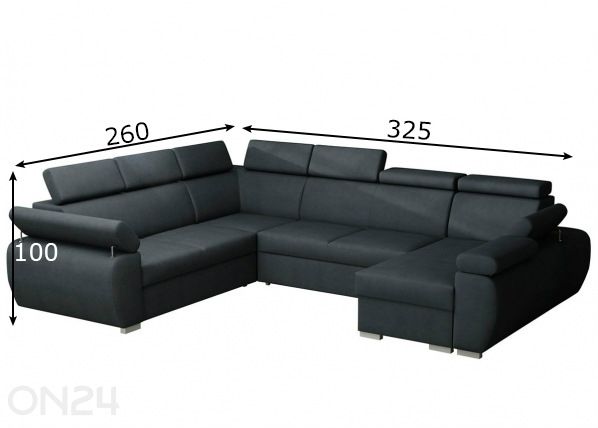 Kulmavuodesohva mitat