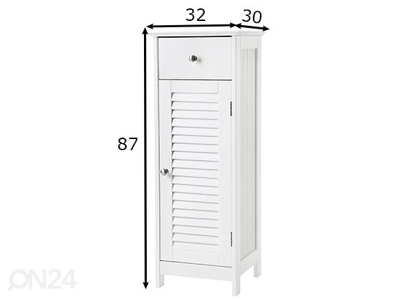 Kylpyhuoneen kaappi 32 cm, valkoinen mitat