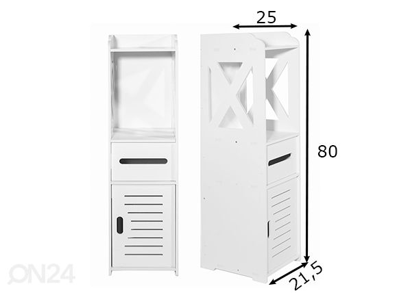 Kylpyhuoneen kaappi 80 cm, valkoinen mitat