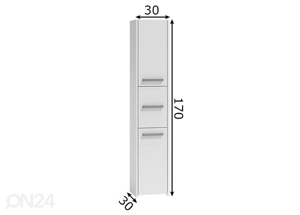 Kylpyhuoneen kaappi Pascal 30 cm mitat