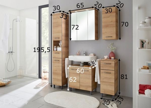Kylpyhuoneen kalusteet 919 mitat