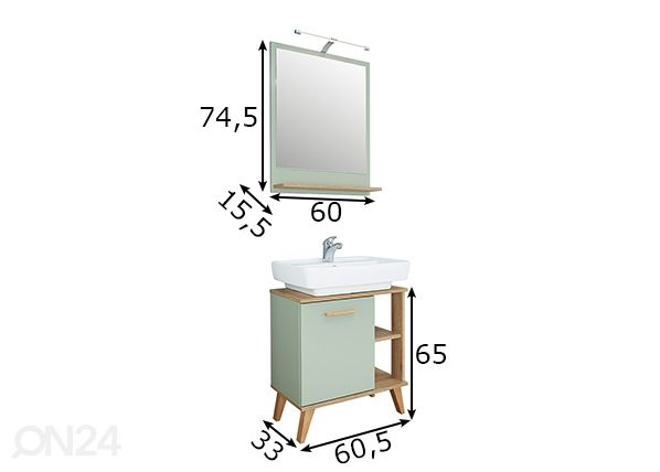 Kylpyhuoneen kalusteet 963 mitat