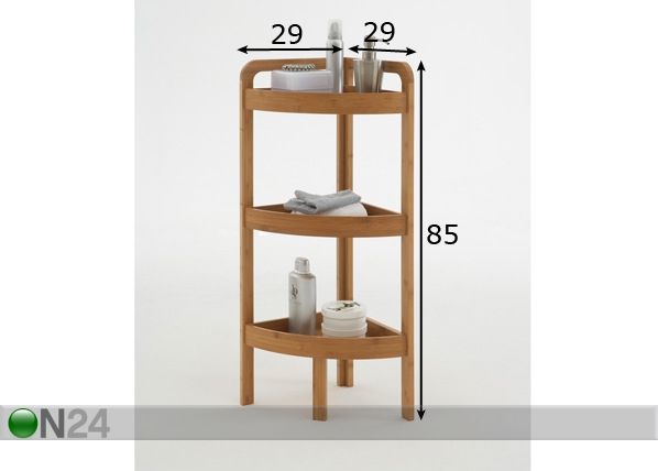 Kylpyhuoneen kulmahylly BALI 7 mitat