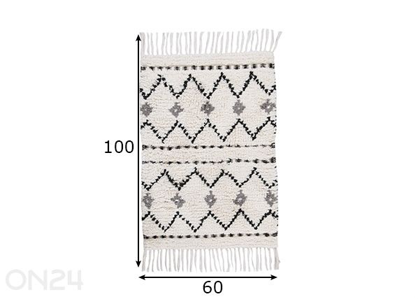 Kylpyhuoneen matto Ethno Bath Zigzag 60x100 cm mitat