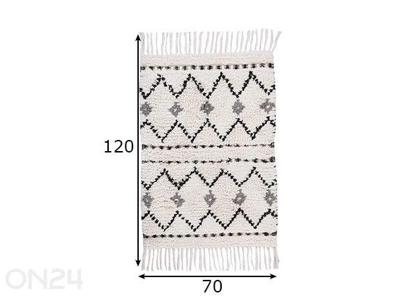 Kylpyhuoneen matto Ethno Bath Zigzag 70x120 cm mitat