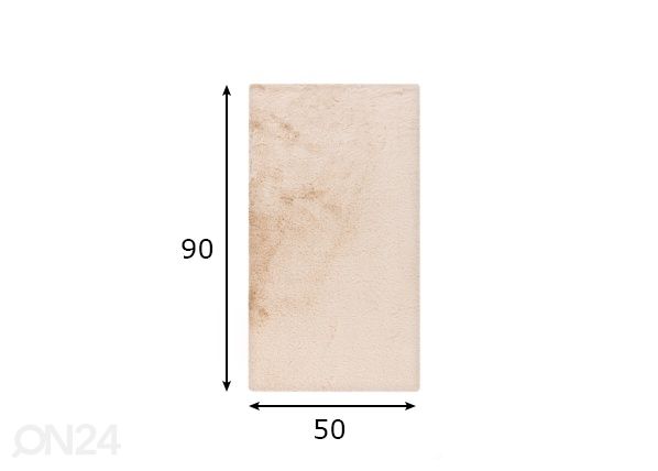 Kylpyhuoneen matto Heaven Beige 50x90 cm mitat