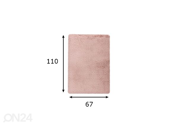 Kylpyhuoneen matto Powder Pink 67x110 cm mitat