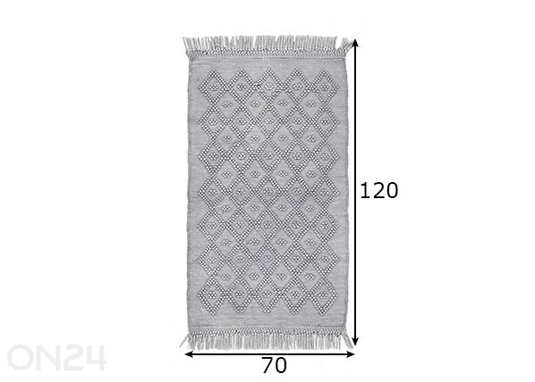 Kylpyhuoneen matto Vintage Wash Fring 70x120 cm mitat