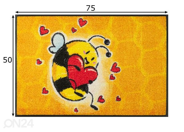 Kynnysmatto Bee in Love 50x75 cm mitat