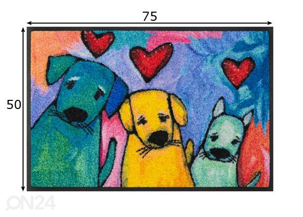Kynnysmatto Doggies 50x75 cm mitat
