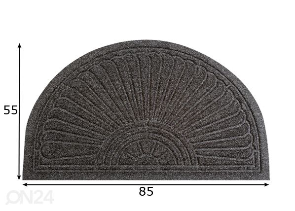 Kynnysmatto Dune Halfmoon dark grey 85x55 cm mitat
