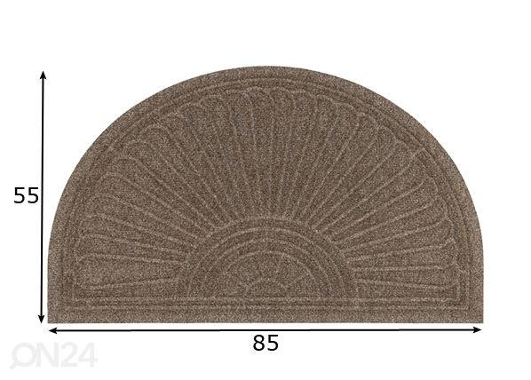 Kynnysmatto Dune Halfmoon taupe 85x55 cm mitat