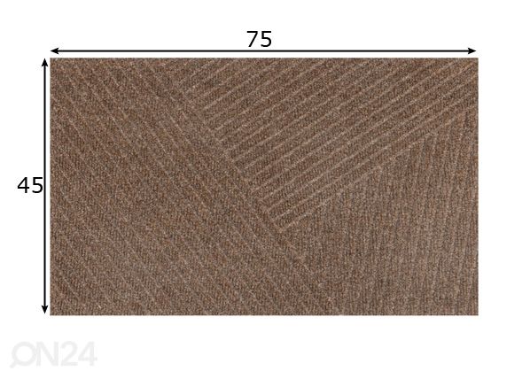 Kynnysmatto Dune Stripes taupe 45x75 cm mitat