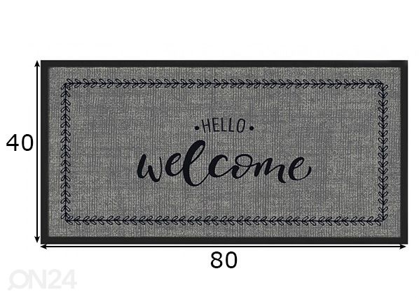 Kynnysmatto Hello Welcome 40x80 cm mitat
