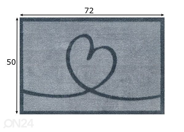 Kynnysmatto Lovita harmaa 50x72 cm mitat
