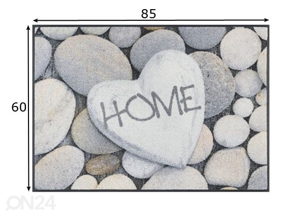 Kynnysmatto Pebble Stones 60x85 cm mitat