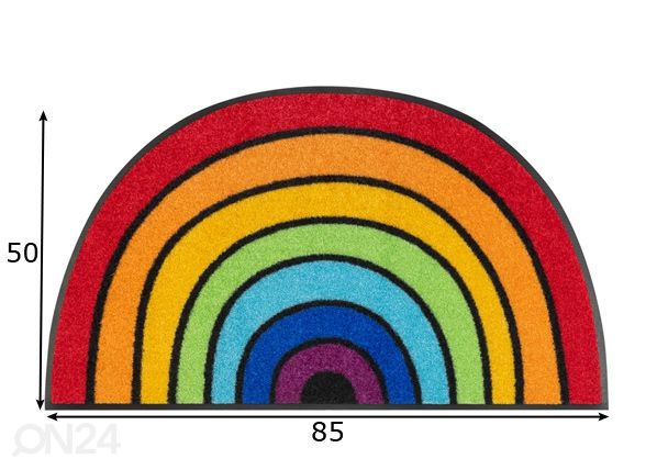 Kynnysmatto Round Rainbow 50x85 cm mitat
