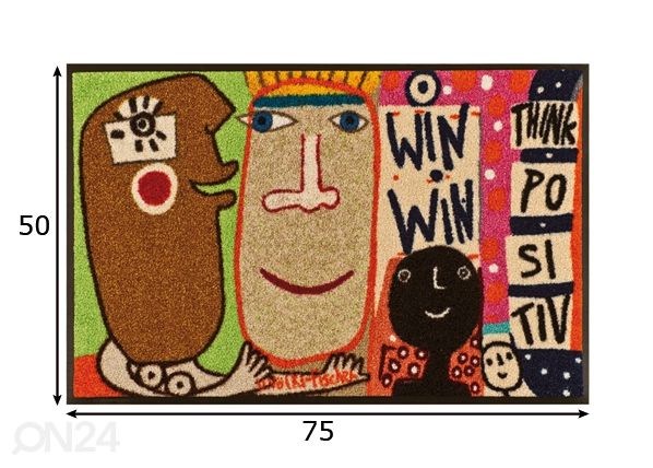 Kynnysmatto Think positiv 50x75 cm mitat