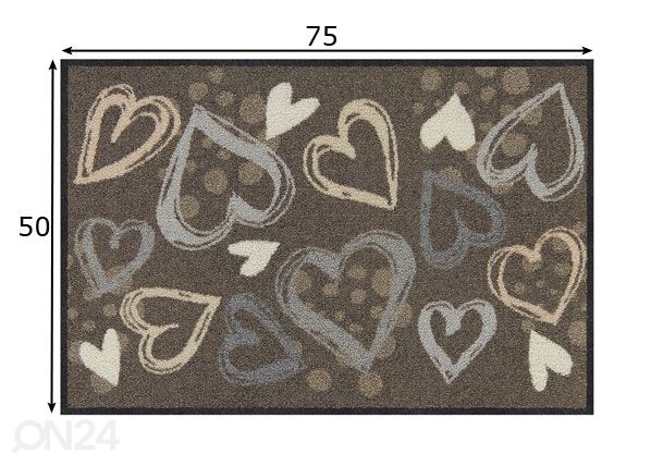 Kynnysmatto Valentine Hearts city-chic 50x75 cm mitat