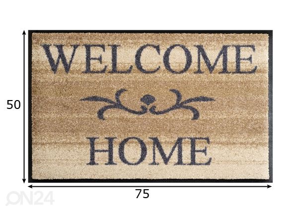 Kynnysmatto Welcome Home beige 50x75 cm mitat
