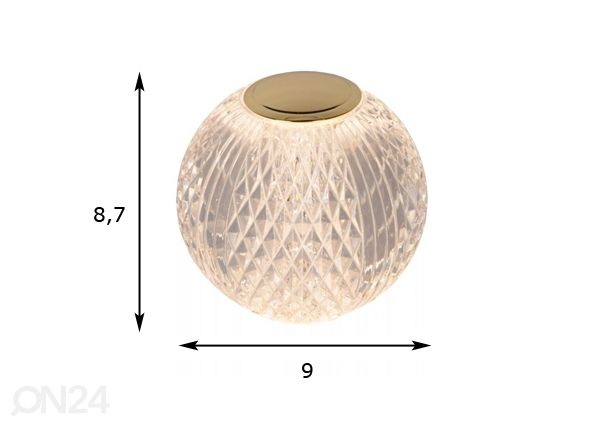 Ladattava pöytävalaisin Cintra 1x1,5W 3000K - 3 StepDim mitat